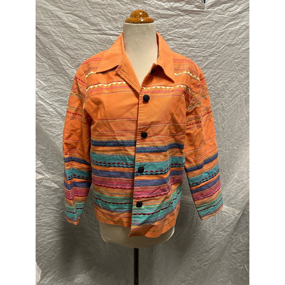 Womens COLDWATER CREEK Jacket Embroidered Ric Rac Southwest Design Size Medium